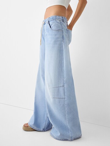 Wide Leg Jean Bershka en bleu