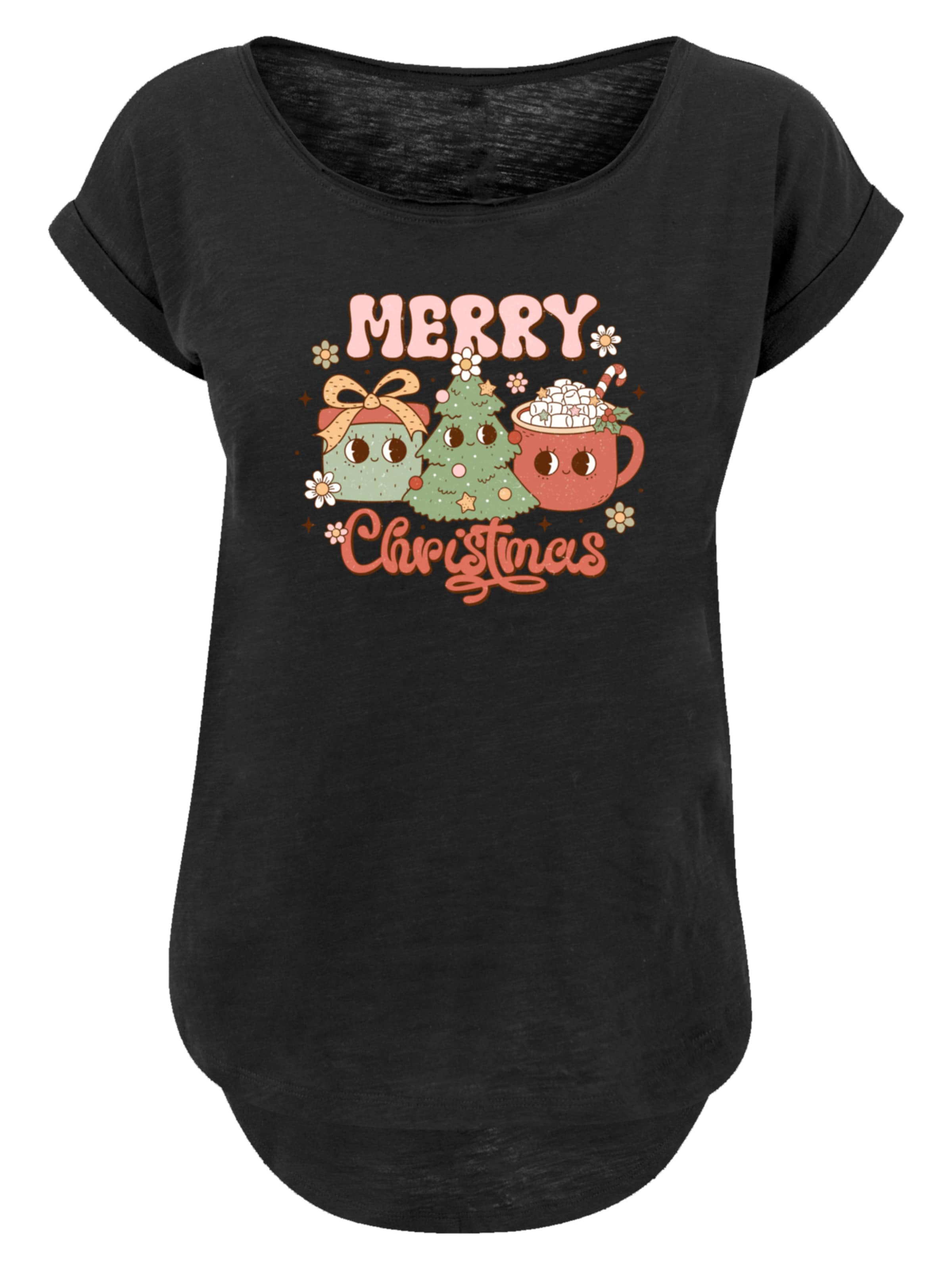 F4NT4STIC Shirt 'Merry Christmas' in Zwart: voorkant