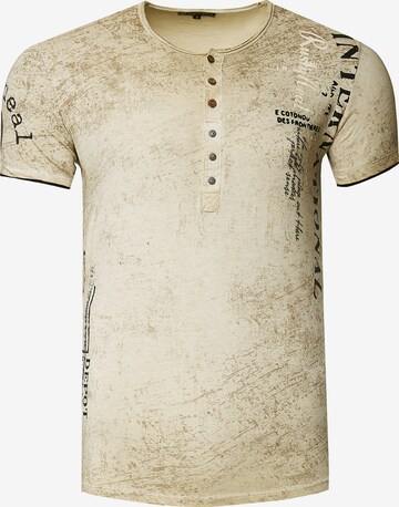 Rusty Neal T-Shirt mit seitlichem Druck in Beige: predná strana