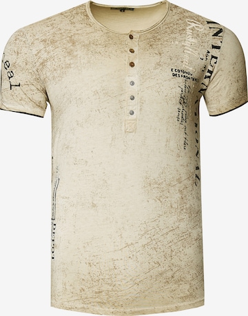 Rusty Neal T-Shirt mit seitlichem Druck in Beige: predná strana