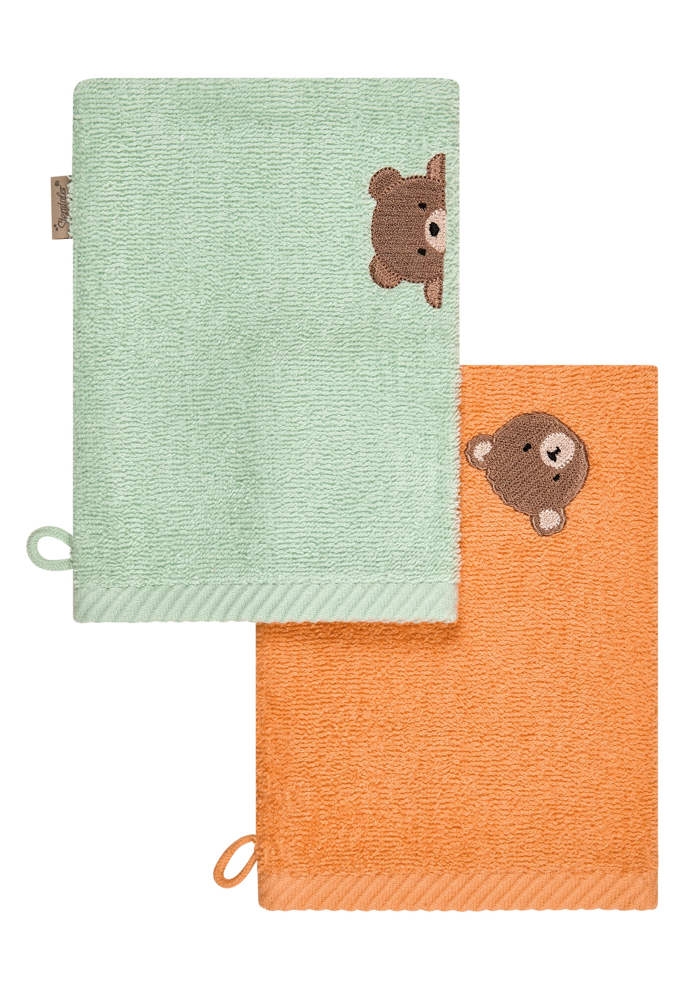 STERNTALER Waschlappen 'BÄR Bo' in Grün: Vorderseite