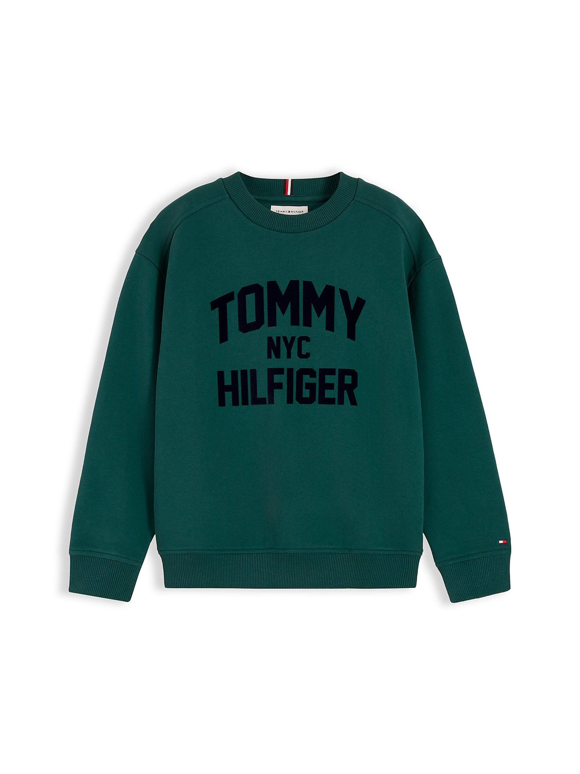 TOMMY HILFIGER Sportisks džemperis 'BRAND LOVE' pieejams 98, krāsa - smaragda / melns, Preces skats