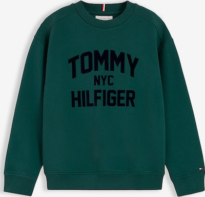 98 dydžio Megztinis be užsegimo 'BRAND LOVE' iš TOMMY HILFIGER, spalva – smaragdinė spalva / juoda, Prekių apžvalga