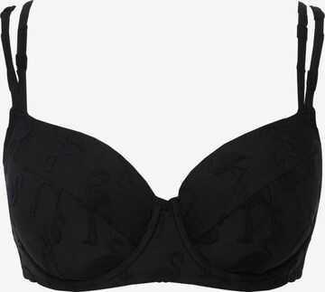 Ulla Popken T-shirt Bra in Black: front