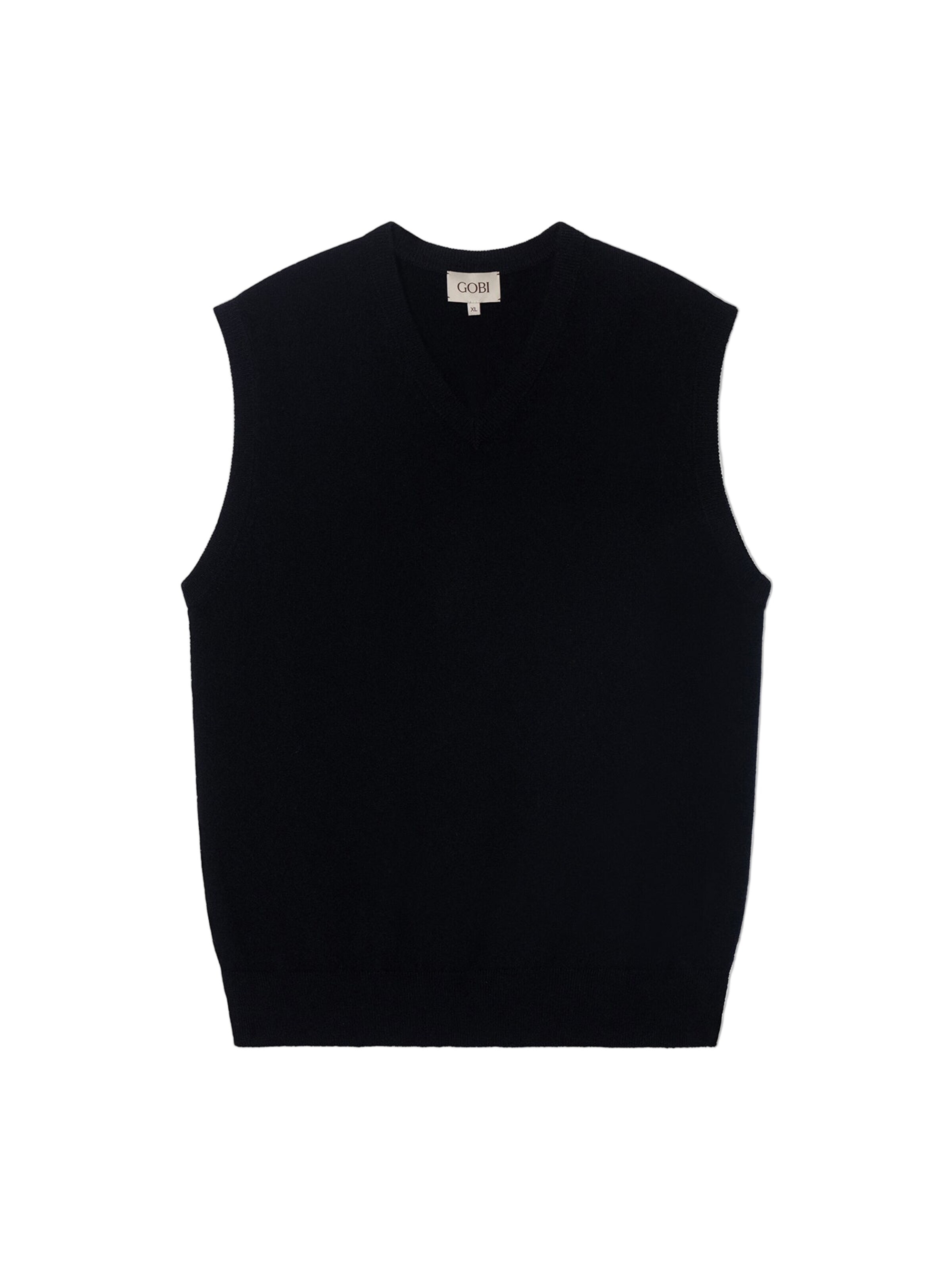 GOBI Cashmere Bodywarmer 'Men's Essential V-Neck Cashmere Vest' in Zwart: voorkant