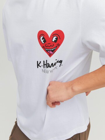 JACK & JONES - Camiseta 'Keith Haring' en blanco