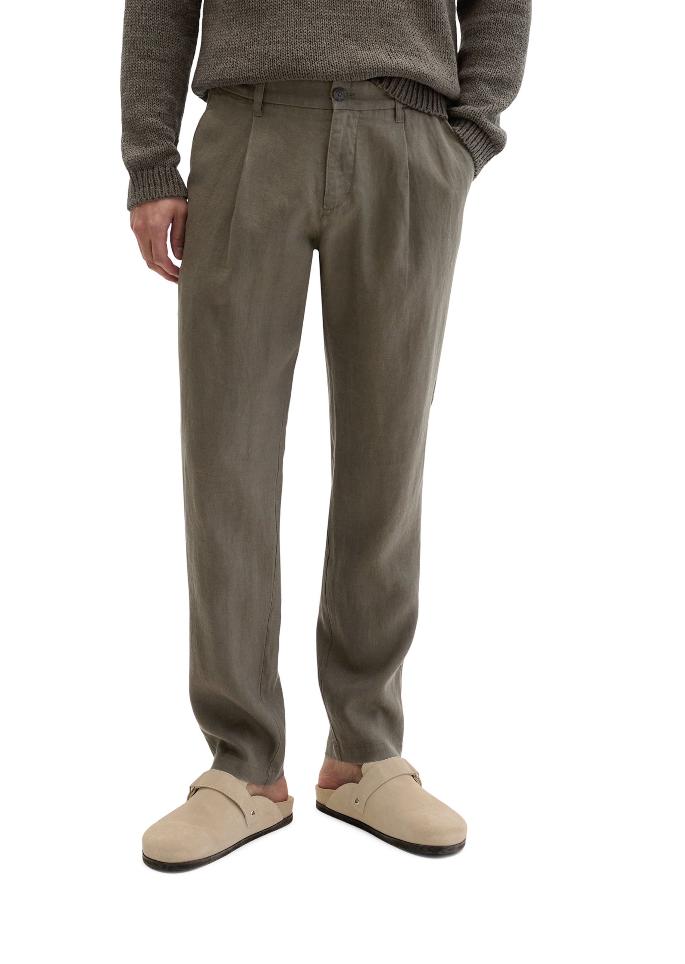 Marc O'Polo Tapered Bandplooibroek 'Osby' in Bruin: voorkant