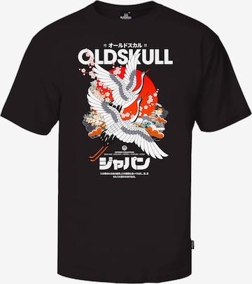 Oldskull Shirt 'ASIAN CRANE BEAUTY' in Black: front