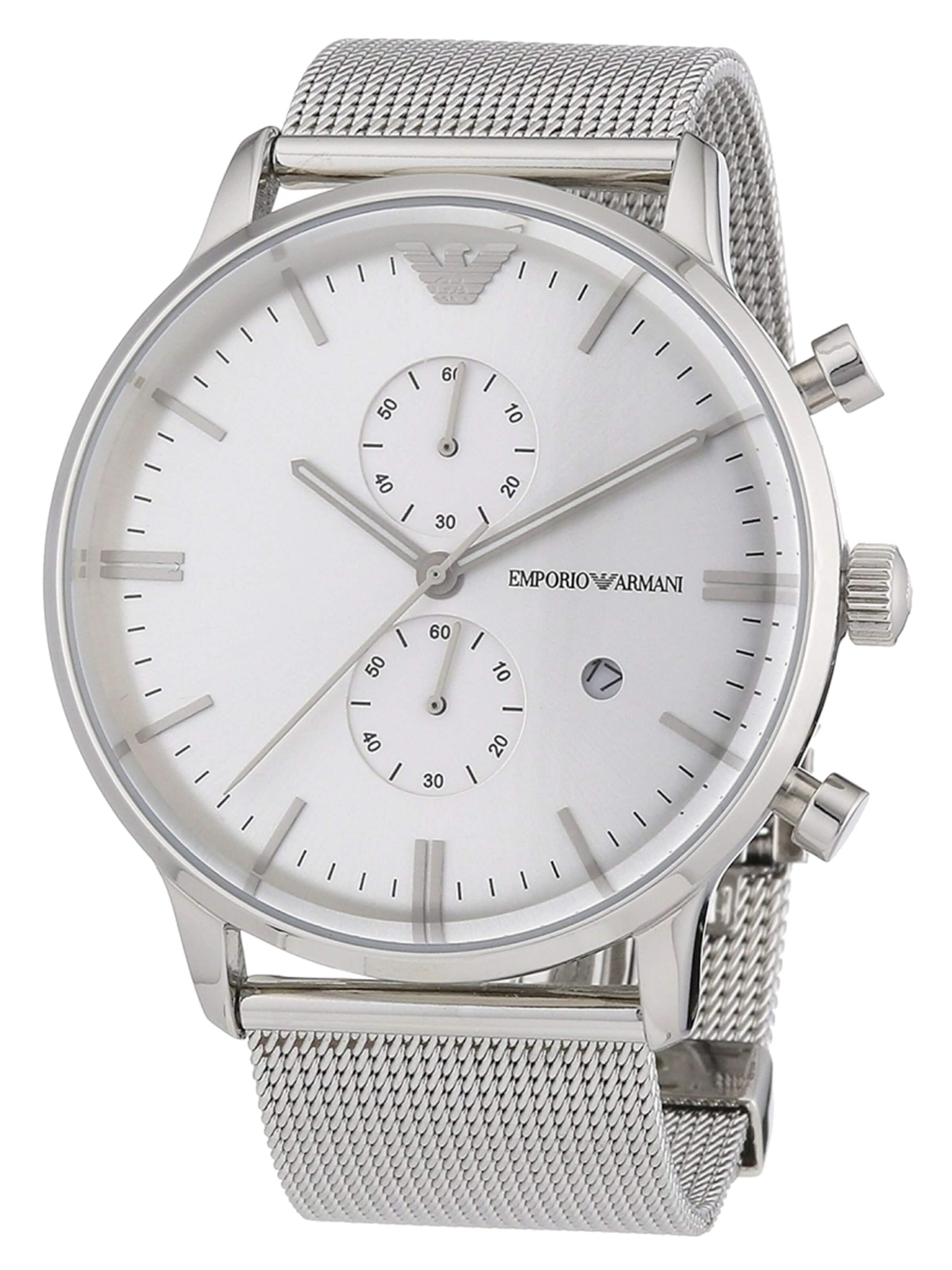 Emporio Armani Analoog horloge 'Gianni' in Zilver: voorkant