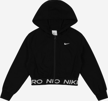 Bluză cu fermoar sport 'Pro' de la NIKE pe negru: față