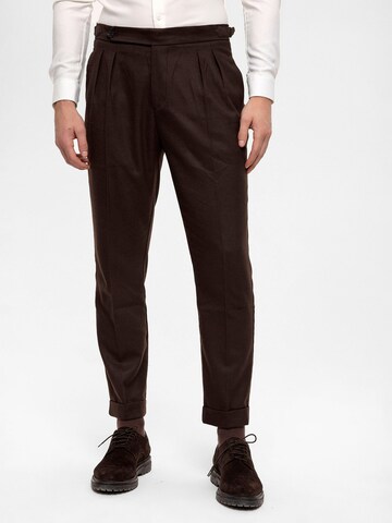 Antioch Regular Pleat-front trousers in Brown: front