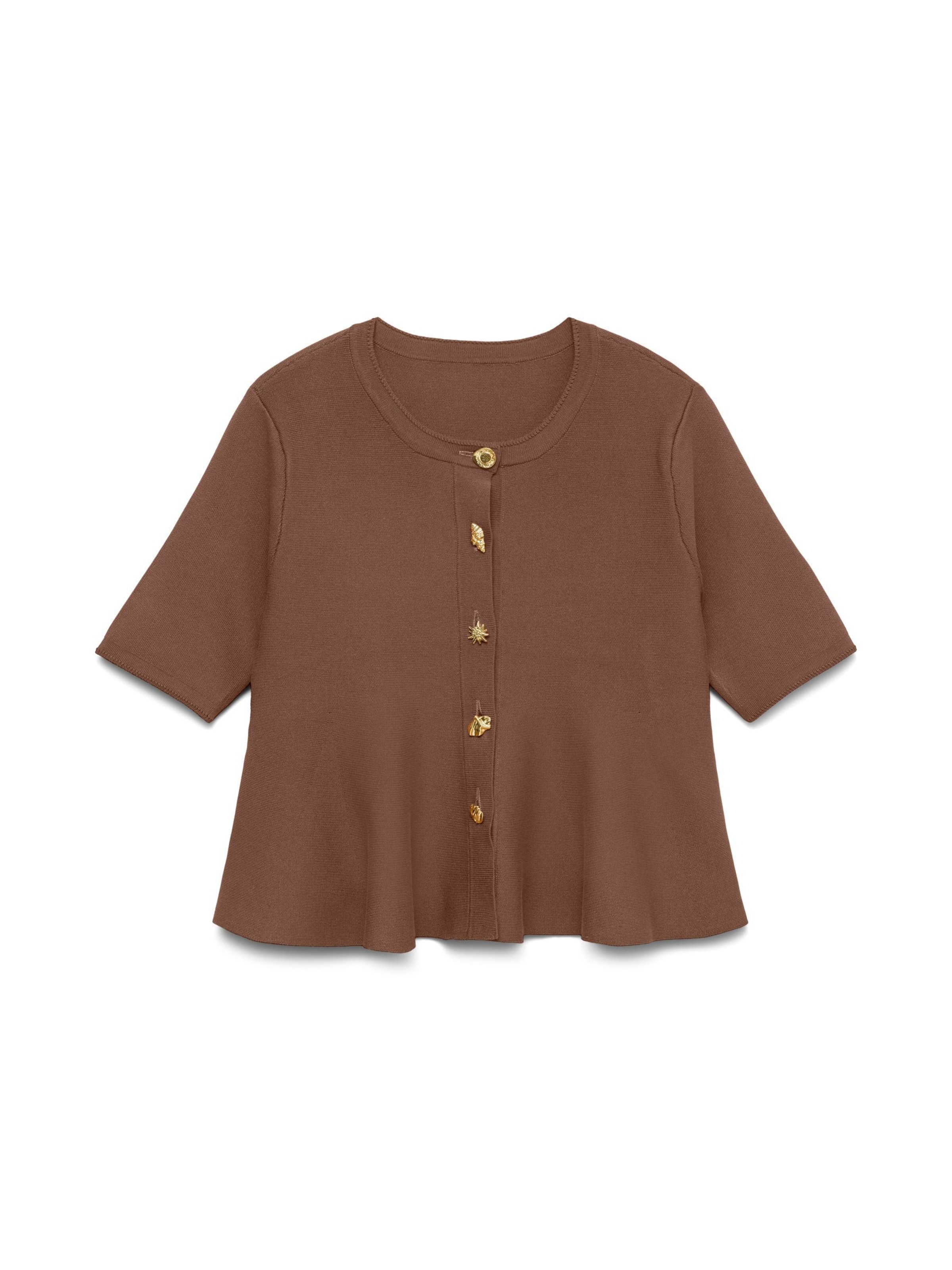 VERO MODA Gebreid vest 'VMLizzie' in Bruin: voorkant
