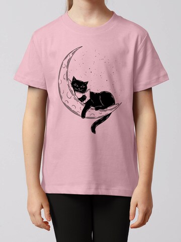 watabout.kids Shirt ' Katze auf dem Mond ' in Roze: voorkant