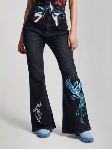 Ed Hardy Свободный крой Джинсы 'Rising Phoenix' в Черный: спереди