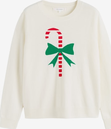 Chinti & Parker Svetr 'Candy Cane' – béžová: přední strana