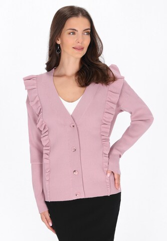 Cardigan usha BLACK LABEL en rose : devant