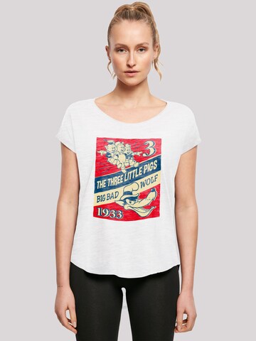 F4NT4STIC Shirt 'Disney Die Drei Kleinen Schweinchen' in Wit: voorkant