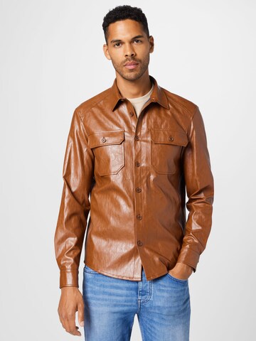 DRYKORN Regular fit Button Up Shirt in Brown: front