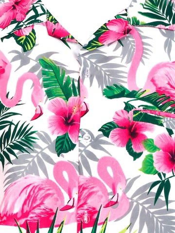 Maglietta 'Flamingo Flowers' di King Kameha in bianco