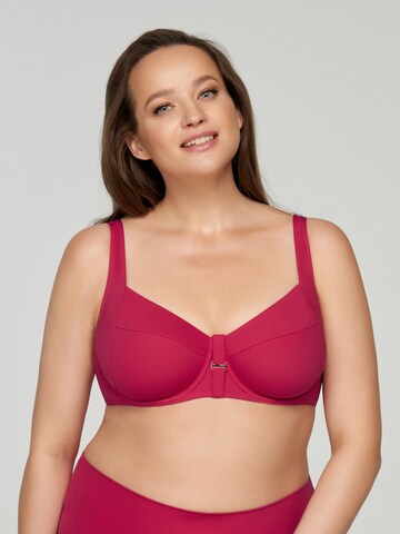 Marc & André T-shirt Bikinitop 'Solid Line' in Roze: voorkant