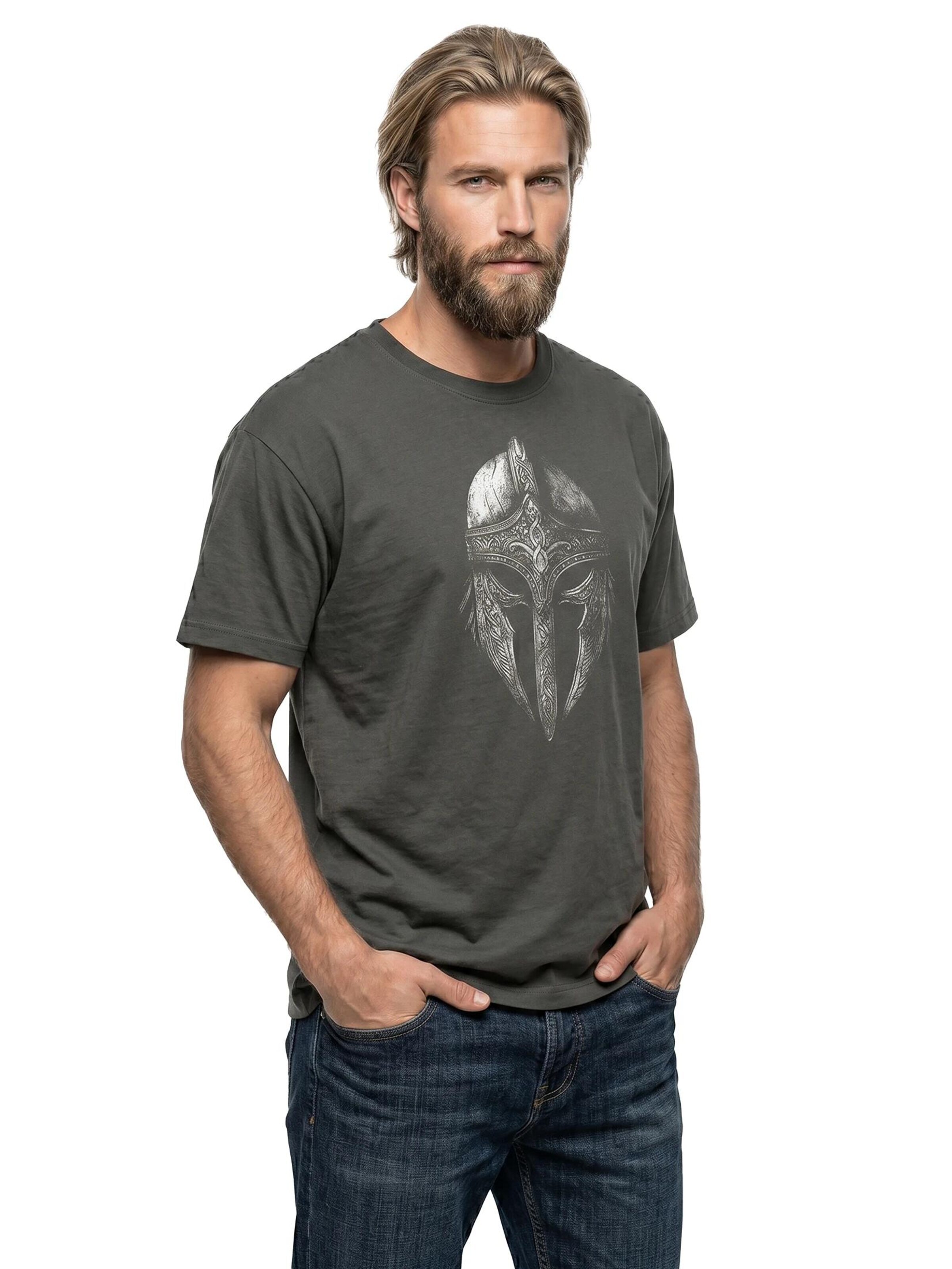 MAKAYA Shirt 'Vikinger Helm' in Grey