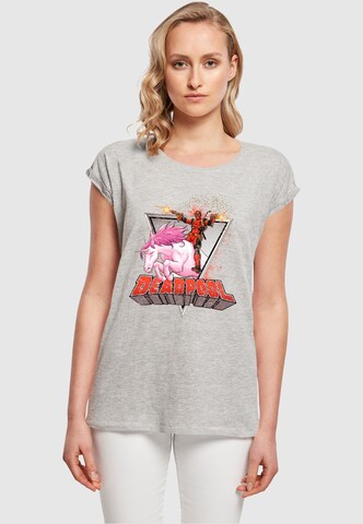 ABSOLUTE CULT T-Shirt 'Deadpool - Rides a Unicorn' in Grau: Vorderseite