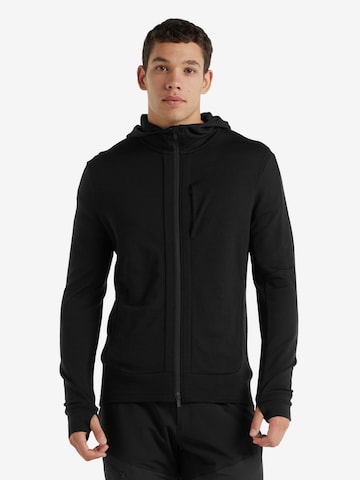 ICEBREAKER Athletic Zip-Up Hoodie 'Quantum III' in Black: front