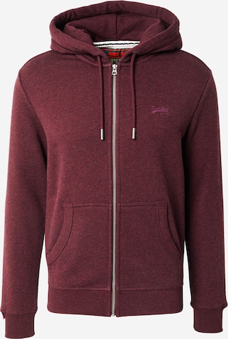 Superdry Кофта на молнии 'Essential' в Красный: спереди
