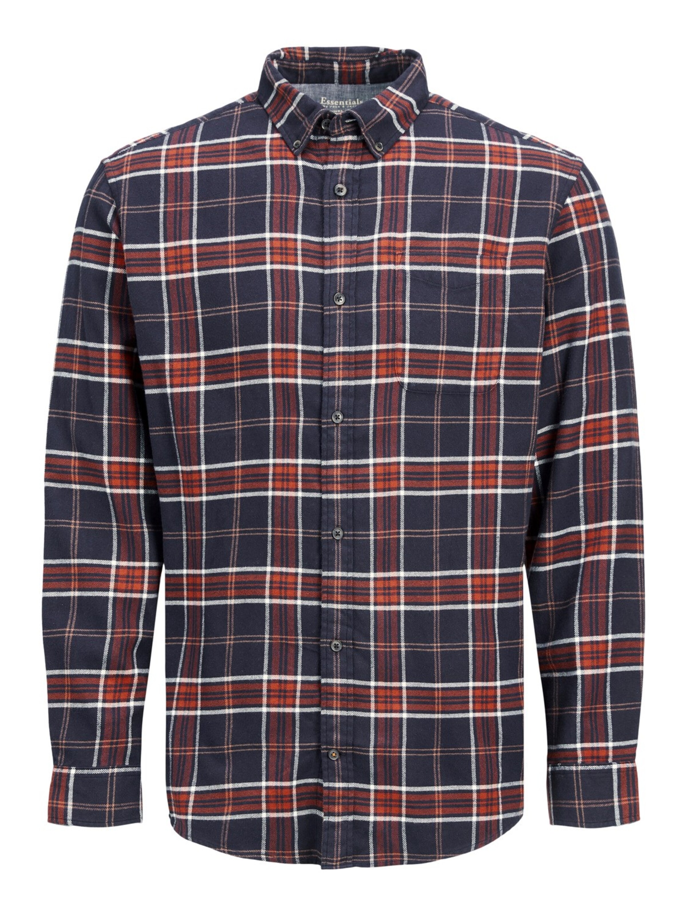 Jacks & Jones Regular fit Button Up Shirt 'Herren JACK & JONES Kariertes Hemd Basic Flanell Langarm Freizeit Shirt mit Brusttasche JJECLASSIC' in Red: front