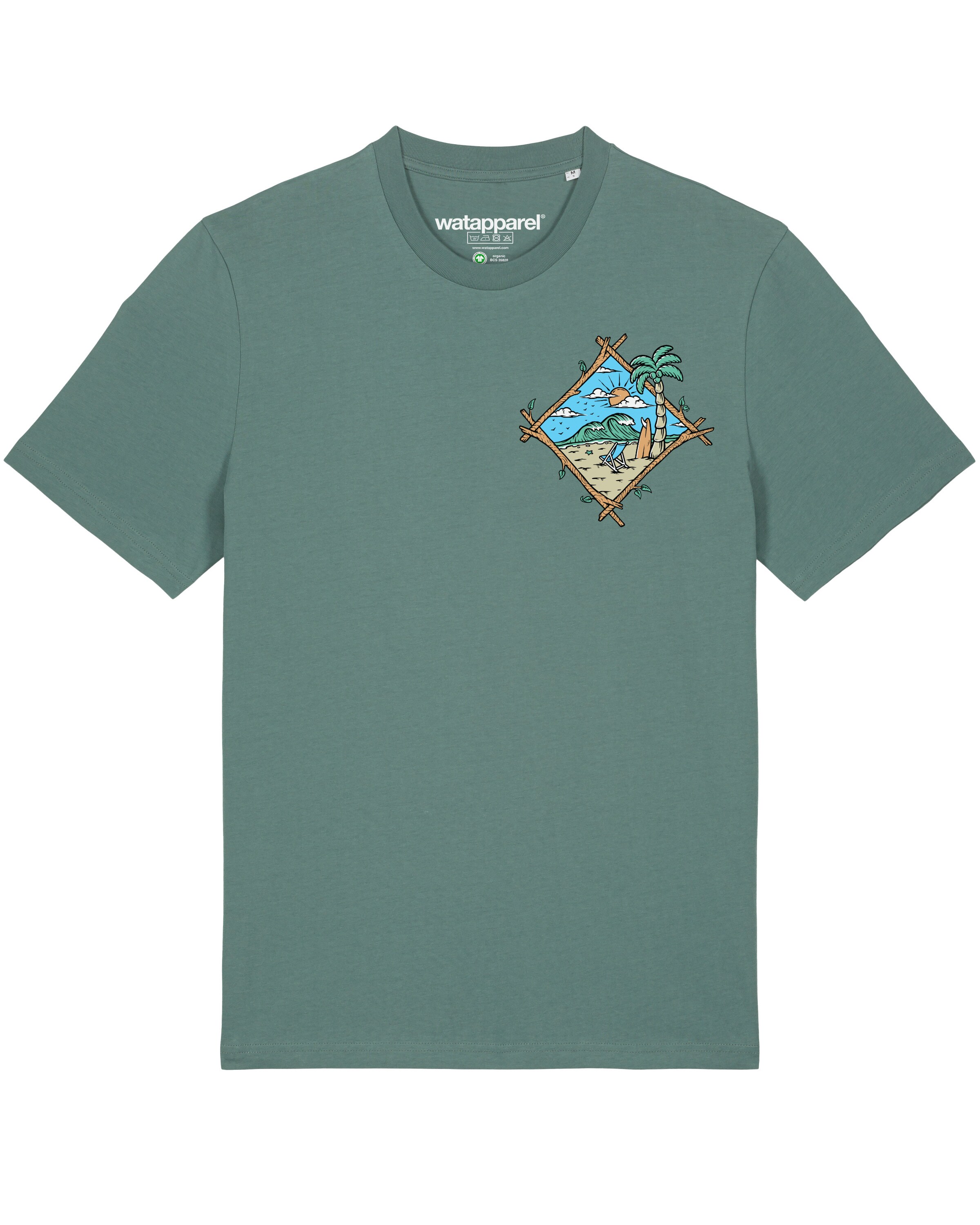 Watapparel T-Shirt ' Beach is calling ' in Grün: Vorderseite