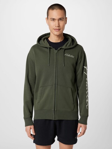 HOLLISTER Zip-Up Hoodie in Green: front