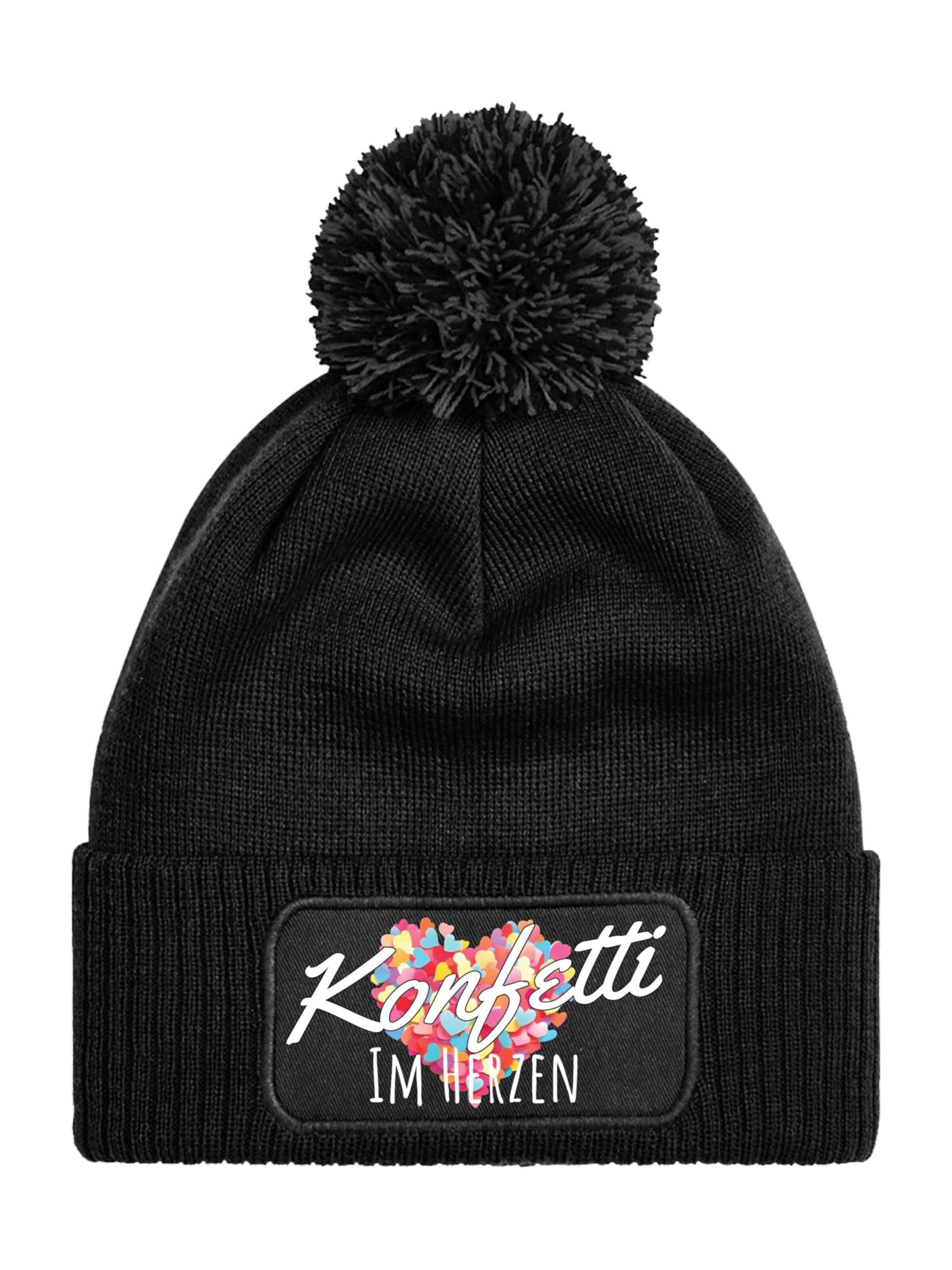 Youth Designz Beanie 'Konfetti im Herzen' in Black: front