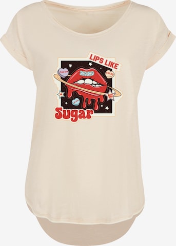 F4NT4STIC T-Shirt 'Lips Like Sugar Valentinstag' in Beige: Vorderseite