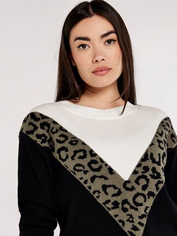 Pull-over 'Animal Chevron' Apricot en mélange de couleurs