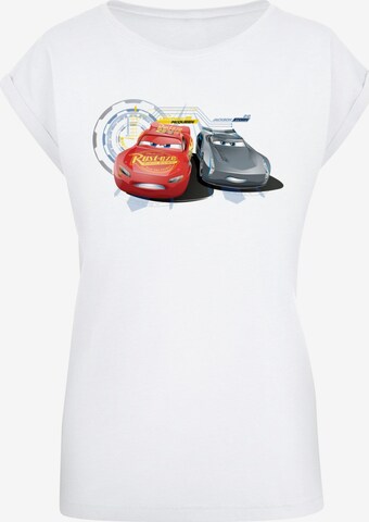 ABSOLUTE CULT T-Shirt 'Cars - Lightning Vs Storm' in Weiß: predná strana