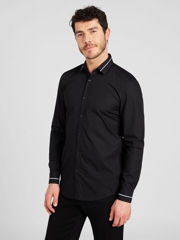 HUGO - Slim Fit Camisa 'Kenan' em preto: frente