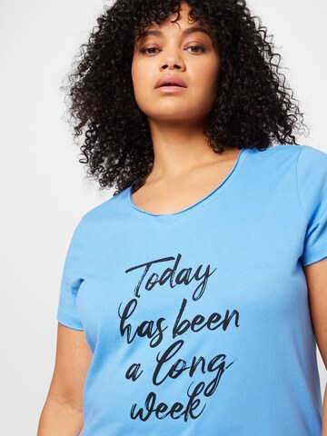 ONLY Carmakoma Shirt 'QUOTE' in Blauw