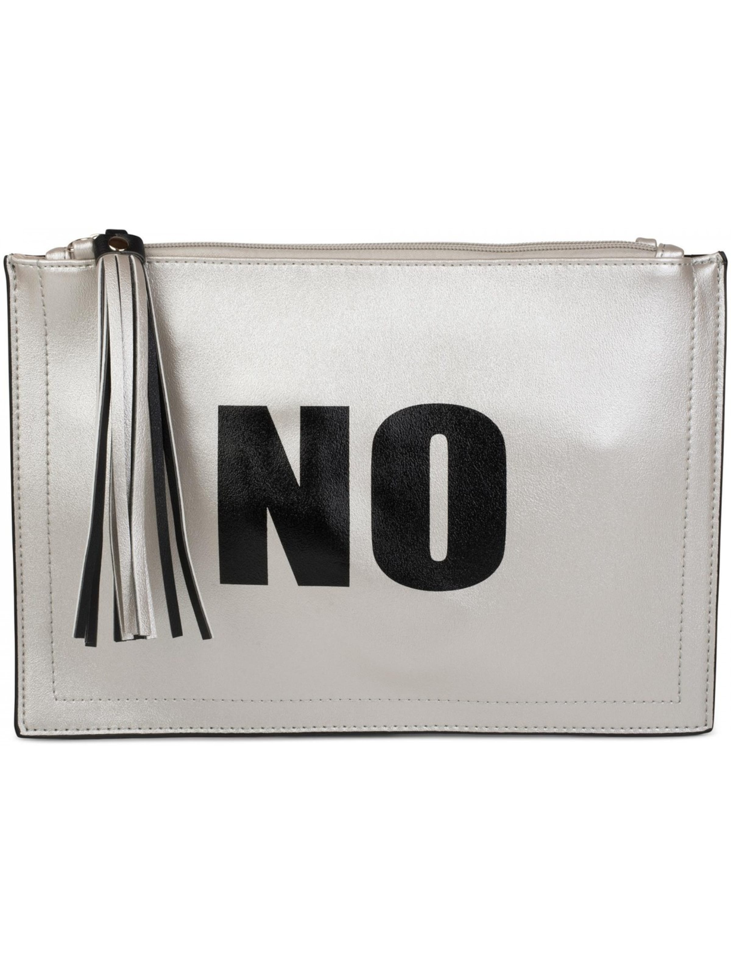 styleBREAKER Clutch 'Clutch mit YES und NO Print' in Silver
