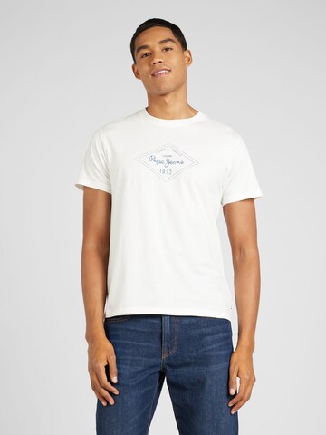 Pepe Jeans Тениска 'WESLEY' в бяло: отпред