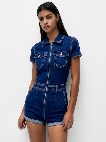 Pull&Bear Jumpsuit in Blauw: voorkant