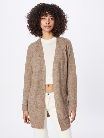 PIECES Knit Cardigan 'Ellen' in Brown: front