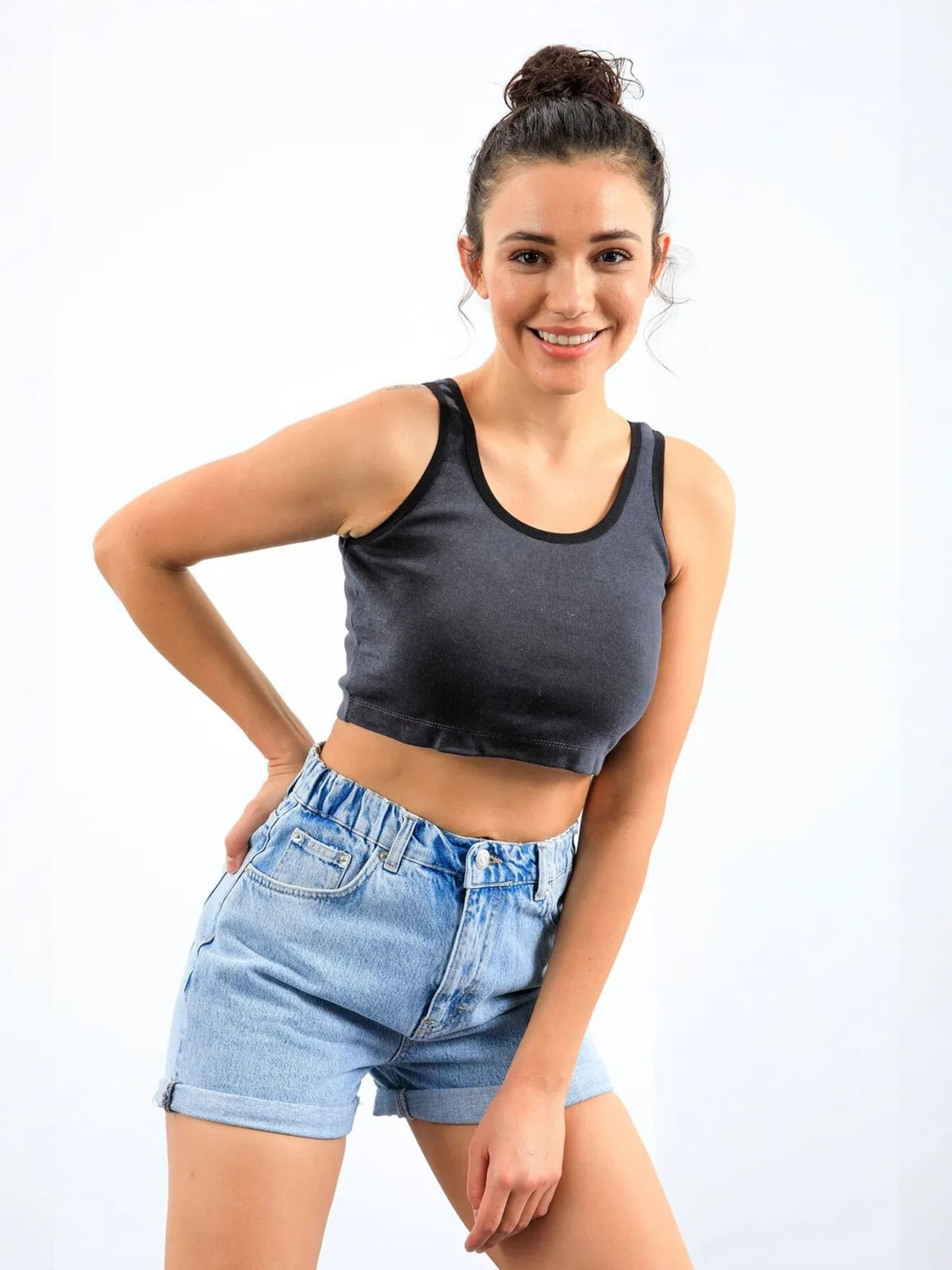 Tommy Life Top in Grijs: voorkant