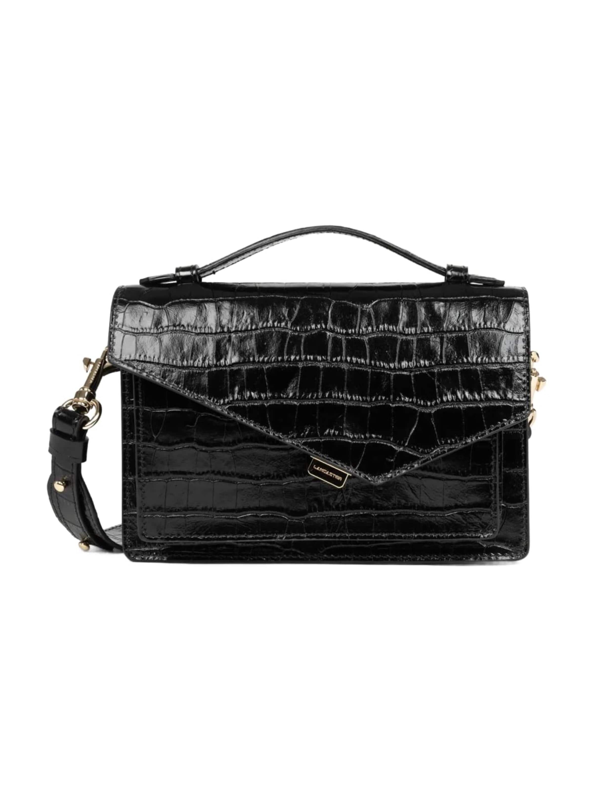 melns LANCASTER Paris Rokassomiņa 'Lancaster Sac à Rabat Zoé Noir Croco': no priekšpuses