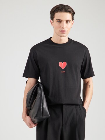 HUGO Тениска 'Dalentin' в черно: отпред