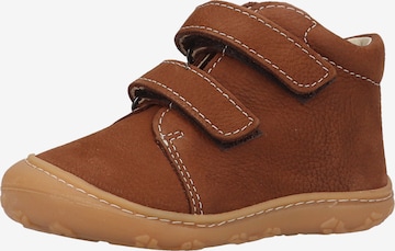 Pepino First-Step Shoes in Brown: front