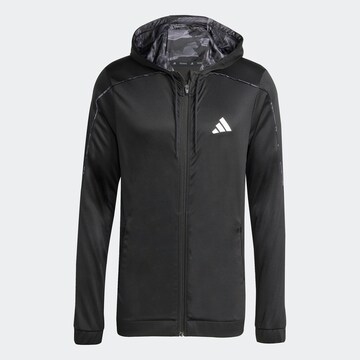 ADIDAS PERFORMANCE Athletic Zip-Up Hoodie in Black: front