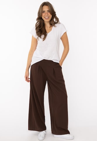 Zwillingsherz Loose fit Pleat-Front Pants in Brown: front