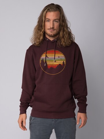 Felpa ' Sunset Berge & Tannen ' di Watapparel in rosso: frontale