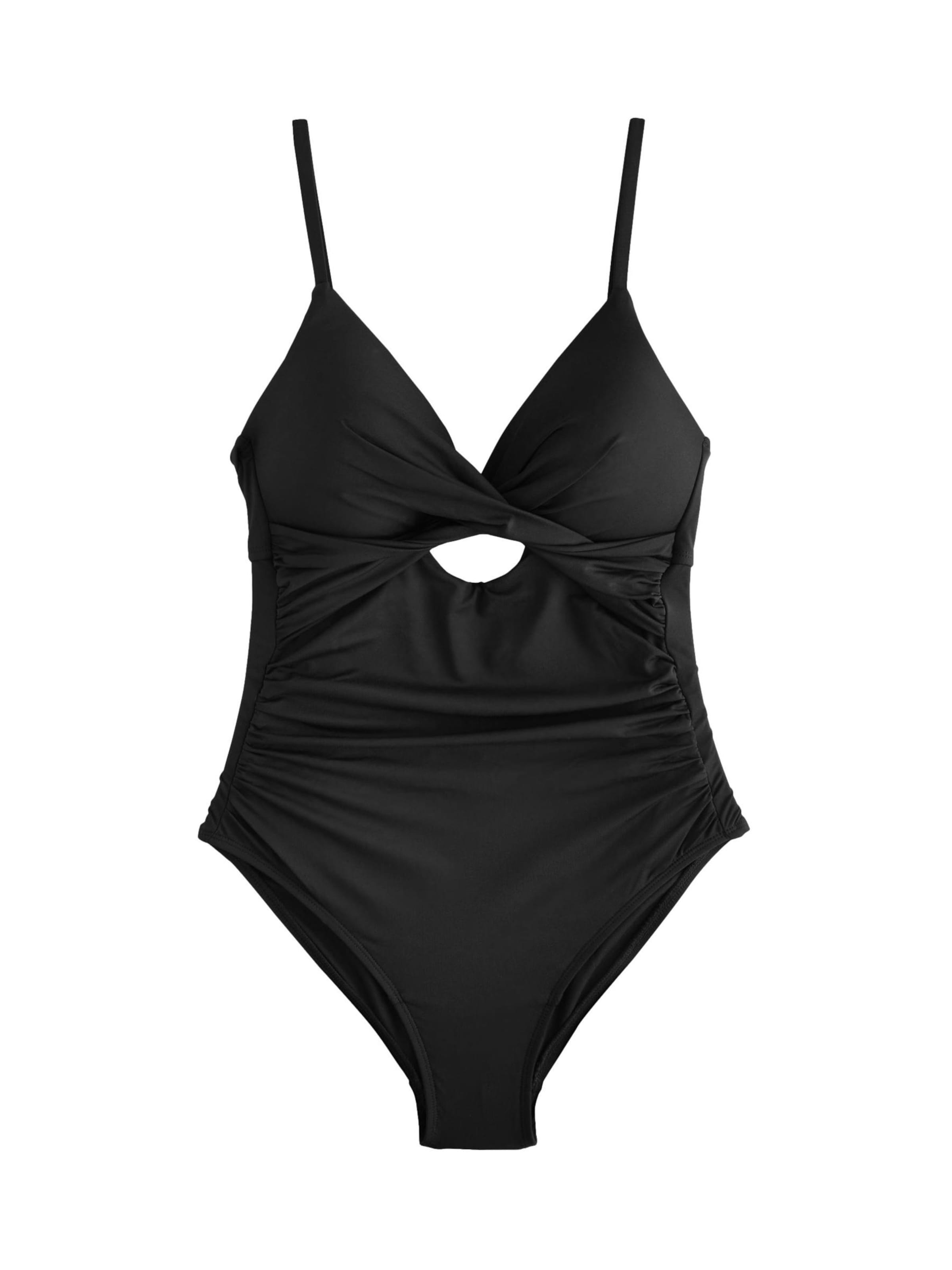 Costum de baie modelator de la Next pe negru: față