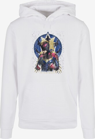 ABSOLUTE CULT Sweatshirt 'Captain Marvel - Jet Burst' in Wit: voorkant